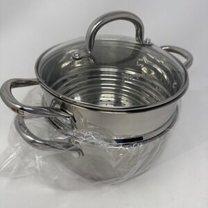 Parini Signature Series Stainless Steel 3.5 Qt Dutch Oven with Steamer & Lid New
